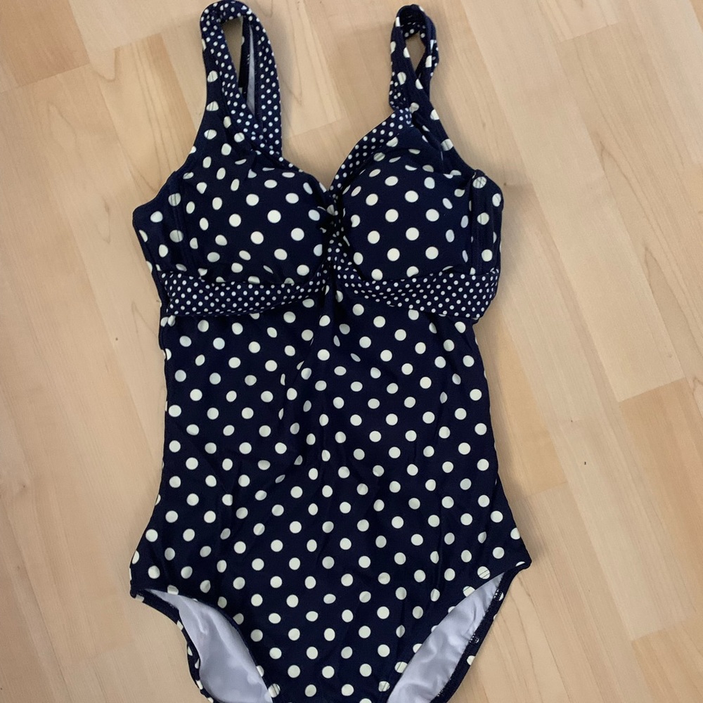Boden Blue Dot Swim Suit 6 New
